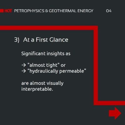 Geothermal Purposes and Vintage Logging Data. Slide 3: At a Glance. Significant insights as "almost tight" or "hydraulically permeable" are almost visually interpretable.